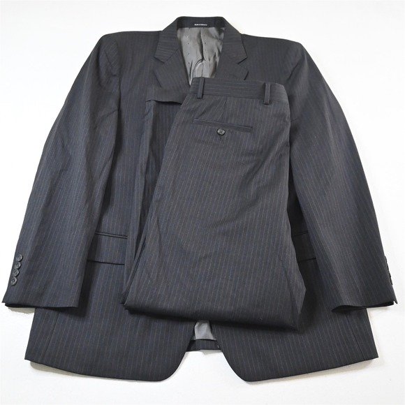 Joseph Feiss 42R 36x30 Gray‎ Striped 100% Wool Mens Jacket Pants Suit